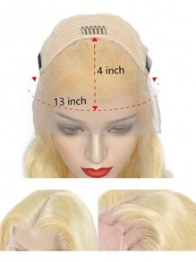 Eulisi Peluca de frente de encaje de cabello humano liso 613 de 13x4 con encaje transparente, peluca de 150 de densidad de color rubio para mujer, pre-arrancada con cabello de bebé, peluca frontal de encaje sin pegamento