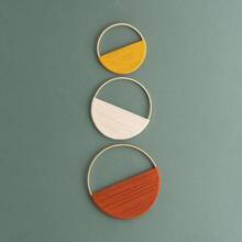 花边壁挂，波西米亚风格竹环壁饰挂毯，手工编织彩色圆形壁挂 - 彩色 - 查看 9