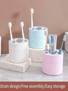 حامل منظم لفرشاة الأسنان ومعجون الأسنان بفتحات، رف تخزين فرشاة قابل للإزالة، اكسسوارات حمام، تخزين وتنظيم الحمام، ديكور منزلي للحمام، ديكور الخريف، عودة إلى المدرسة - متعدد الألوان - مشاهدة 2