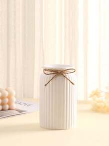 Nordic Style Creative Striped Ceramic-Look Plastic Succulent Planter, Colorful Desktop Decor Flower Vase Gifts Birthday Graduation Home Decor Room Decor Glass Vase - White - View 6