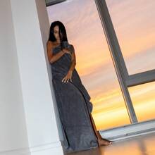 Luxury Turkish Set Of 2 Bath Towels 30X58 Charcoal Gray (Dark Grey) 700 GSM Bamboo Viscose & Aegean Turkish Combed Cotton Bathroom Decor Summer - Charcoal - View 5