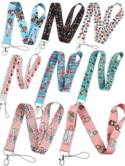 1pc Doctors Nurses Neck Strap Lanyards Keychain For Keys, ID Credit Card Pass Hang Rope Keychain, Phone Charm Accessories,Nurses' Day Gift Car Accessories Bag Charm School Letter Bag Accessories Lanyards With Id Holder Car Accessories Bag Charms
