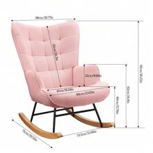 Nursing Rocking Chair, Berber Fleece Look Rocking Chair, Armrest, Armchair With Wooden Glides, Relaxation Chair For Living Room, Bedroom, Pink - Pink - View 5