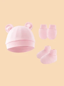 3 piezas de gorro, guantes y cubiertas para los pies de bebé, suaves y cálidos, adecuados para uso diario de recién nacidos niños y niñas. - Multicolor - Ver 2