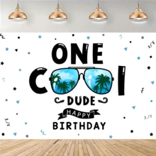 Decoraciones de primer cumpleaños "One Cool Dude" - Telón de fondo, Pancarta "One Cool Dude", Temática de gafas de sol, Pancarta de primer cumpleaños "Cool 1st Birthday", Suministros para la mesa del pastel de fiesta de primer cumpleaños