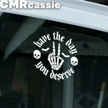 1pc Skeletal Wave Decal, Car Decal, Spooky Car Decals, Wave Decal, Skeleton Hand Decal, Bats Decal, For Girl