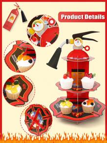 1pc Fire Extinguisher Shaped Cake Stand, Firefighter Themed Birthday Party Decoration, Food Display Rack For Firefighter Party Cakes, Baby Shower Decor - Fire Extinguisher - View 7