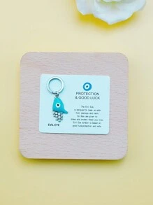 1pc Handmade Mini Zinc Alloy Enameled Hand Keychain, Lucky Eye Cute Keyring - Multicolor - View 7