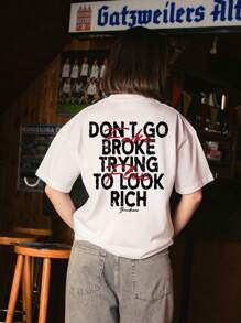 Dames Lente/Zomer Casual Dagelijks Ronde Hals Dollar Bill & Letter Print Korte Mouw T-shirt