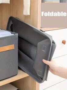 4pcs Large Capacity Clothing Storage Box With Non Woven Fabric Basket And Steel Frame, Foldable And Suitable For Wardrobe Organization Decorations Decor Festival Decor Room Decor Home Decor Decor Bedroom Decor - Multicolor - View 3