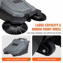 Walk-Behind Hand Push Floor Sweeper 25.6" Sweeping Width Floor Sweeper Manual Non-Electric 5-Gallon Waste Container Angle & Height Adjustable Folding Handle For Walkway Yard Garage Patio - Màu xám đen - Xem 6