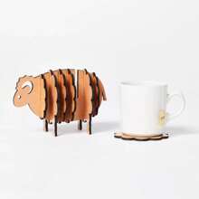 8 件/套木制羊杯垫套装，羊形木制装饰件，适用于餐厅、咖啡厅、酒店装饰、派对礼物、情侣和朋友的礼物 - 彩色 - 查看 7