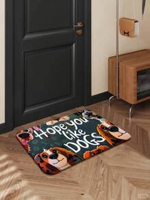1 pieza Alfombra decorativa para el hogar con patrón de perrito, estilo de invierno de gran , para sala de estar, comedor, sofá, silla, cocina, dormitorio, antideslizante, fácil de limpiar, suave y cómoda