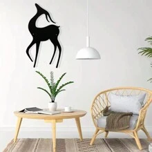 1pc Running Deer Women Holding Cats Metal Wall Art Decor Waterproof And Rust-Proof Metal Wall Decoration For Home Living Room Bedroom Restaurant Father's Day Mother's Day Valentine's Day Christmas Wedding Anniversary Graduation Season Housewarming Gift