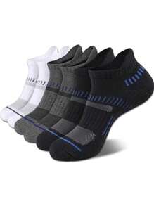 5 Pairs Men's Mid-Calf Sport Socks, Basketball And Compression Socks For Autumn