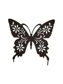 CIFbuy 1 件蝴蝶形金属地插装饰，适用于庭院、花园、草坪等各种户外场景。金属地插装饰，金属花园装饰。 - 黑色 - 查看 5