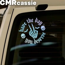 1pc Skeletal Wave Decal, Car Decal, Spooky Car Decals, Wave Decal, Skeleton Hand Decal, Bats Decal, For Girl