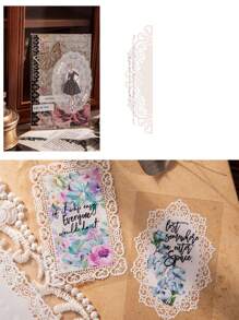 30 件复古镂空蕾丝贴纸，DIY 白色蕾丝材料贴纸，适用于剪贴簿、日记、工艺品 - 黑與白 - 查看 5