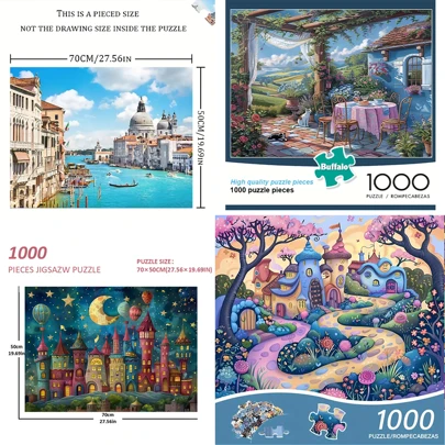 1000pcs Creative Adult Puzzle Set, High-Quality Seamless DIY Jigsaw Puzzle, Interesting Family Challenge Without Frame, Suitable For Birthday Gift, Easter Gift, Home Decor, Great For Home, Living Room, Office Decoration