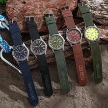 Đồng hồ thạch anh thể thao có chức năng giờ thế giới và lịch, màn hình phát sáng, dây đeo bằng vải, vỏ hợp kim, bộ truyền động điện tử - Bề mặt đồng hồ ngoài trời dành cho cả nam và nữ - Một cỡ - Xem 7