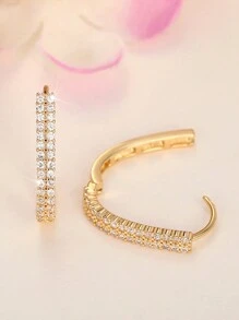 Stylever 1 对 925 纯银 U 形超闪亮环形耳环女士珠宝女士精致创意耳环精美珠宝礼物送给女孩日常生活约会装饰适合舞会 - 款式1 - 查看 5