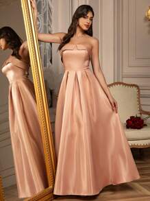 Summer Outfits Sexy Solid Elegant Prom Semi Formal Wedding Guest Dress, For Birthday, Graduation, Graduation Homecoming Easter Dress Women Semi Formal Dress, Party Dress - Champagne - View 3