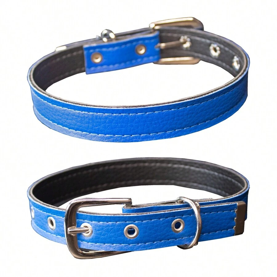 Synthetic Leather Dog Collar For Large And Small Dogs - Azul - View 1