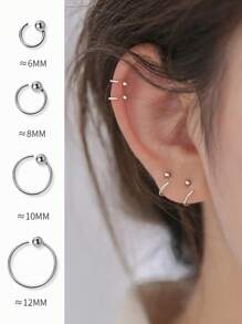 BALMORA 1 对简约百搭 S925 纯银小圆珠开口耳扣耳环，适合女性日常通勤百搭