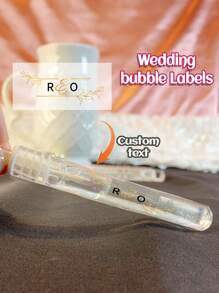 23/45/95pc Custom Wedding Bubble Tube Stickers, Personalized Name And Date Bubble Wand Stickers, PVC Material, Custom Wedding Reception Stickers, Transparent Bubble Stickers, Waterproof Stickers For Drinks And Glass,Back To School Supplies - Multicolor - View 4