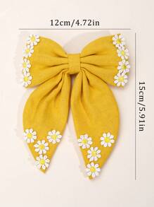 1 件装雏菊水手发饰，适合女士女孩，黄色织物雏菊蝴蝶结鳄鱼夹，带尾巴，优雅的蝴蝶结发夹，可爱雏菊度假蝴蝶结发夹，节日礼物，蝴蝶结发夹，女士发饰，爪夹，学校用品 - 黃色 - 查看 4