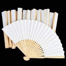 1/5pcs Bride Bridesmaid Hand Fan DIY Blank White Paper Bamboo Folding Fan Outdoor Wedding Party Souvenir Gift Foldable Bamboo Hand Fan Bridal Shower Decor Proposal Gifts