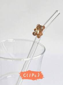 1 件/2 件/5 件/1 套/2 套可爱卡通兔子/熊玻璃吸管,适用于水杯,透明可重复使用的弯曲玻璃吸管,适用于冰沙、奶茶、果汁、鸡尾酒、冷饮、派对用品,彩色可爱卡通设计形状弯曲玻璃吸管可重复使用的学校/夏季用品,适用于毕业季、父亲节礼物。 - 款式1 - 查看 11