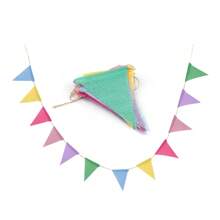 10X Set Of 4m Long Artificial Linen Triangle Banner 12-Flags Bunting Waterproof Bunting For Garden Outdoor Indoor Decoration