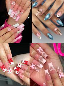 1 件情人节蝴蝶结 3D 美甲硅胶模具可重复使用混合蝴蝶结设计模板 DIY 美甲雕刻配件沙龙美甲用品工具 - 無色 - 查看 4