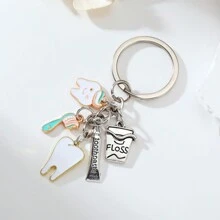1pc Zinc Alloy Toothbrush & Toothpaste Keychain, Dental Assistant Gift, Dental Care Keyring, Tooth Protection Small Gift Car Accessories Bag Charm School Cartoon Cute Goth Y2k - Multicolor - View 3