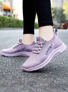 Zapatillas de mujer, zapatillas de running ligeras y transpirables. Zapatos color uva, zapatos rosas. Zapatillas con pies sin cordones para correr, béisbol, tenis, fitness y viajes diarios - Morado - Ver 2
