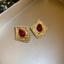 3 件套中世纪图案浮雕耳环和项链套装，法式复古浮雕颈链耳环，适合女性派对、婚礼首饰套装、斋月节日首饰 - 金色 - 查看 7