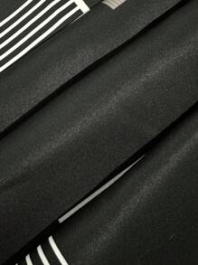 Men's Classic Fashionable Geometric Print Striped Plaid Long Sleeve Shirt, Black & White Tone, Long Sleeve Single-Breasted Lapel Shirt, Suitable For All Seasons, Must-Have Hot Fashion Cross-Border Fashion, For Fall