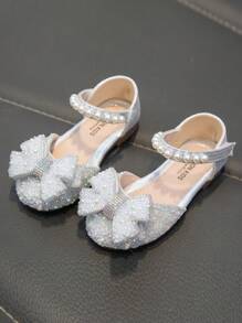Pantofi Plati Copii Cu Fluture Drăguț Strass, Sclipitor