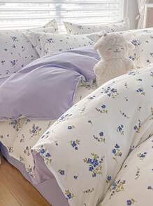 4 件套（1 件羽绒被套 + 1 件床单 + 2 件枕套）柔软拉绒床上用品套装，适用于宿舍双层床、所有季节、儿童、婴儿、幼儿、学生