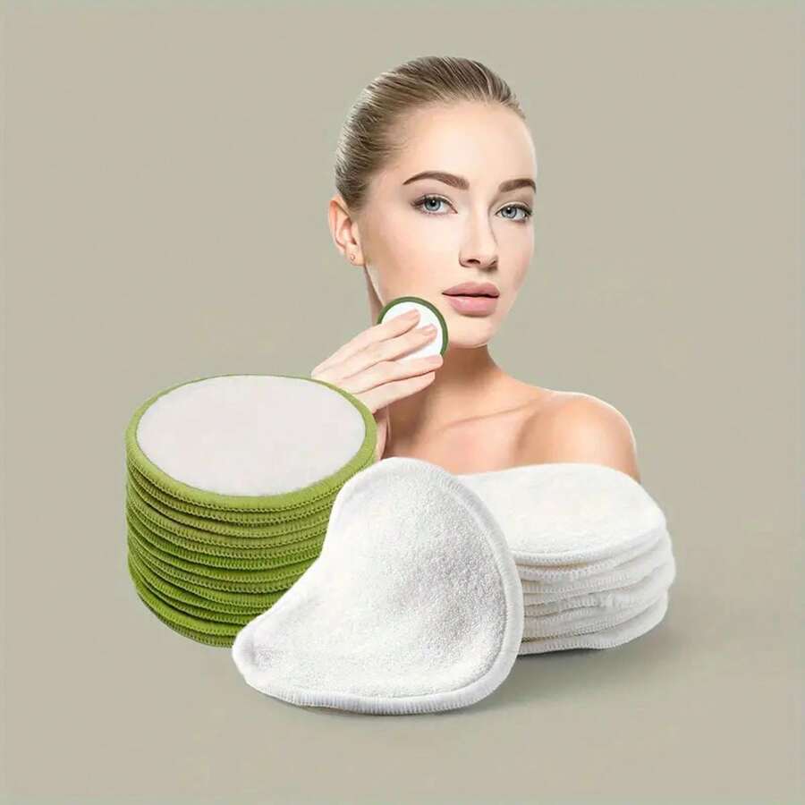 5pcs Bamboo Makeup Remover Pads - Reusable, Washable & Suitable For All Skin Types - Multicolor - View 1