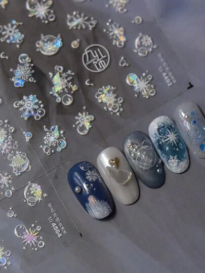 Beautizon Nailartlab 1 miếng dán móng tay hình bong bóng bông tuyết, trang trí DIY, phụ kiện móng tay 3D phong cách Y2K.