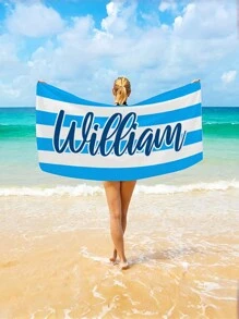 Personalized Microfiber Beach Towel - Quick-Dry, Super Absorbent & Lightweight Striped Design - Swimming Summer Fun, Ideal Gift For Mother's Day, Father's Day, Birthdays, Graduation, Weddings, Travel Beach Essentials, Monogrammed, Sand-Free - Multicolor - View 4