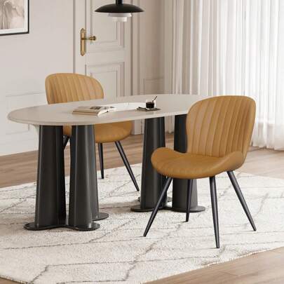 Nalupatio Modern Dining Chairs Set Of 2, Upholstered Kitchen Dinner Chair Fabric And Curved Backrest Kitchen Chairs