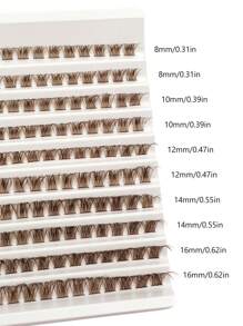 120pcs D-Curl Fluffy Brown False Eyelashes, Cat Eye Single Lashes, Natural Brown Color, Suitable For DIY Eyelash Extension, Easy To Apply At Home - D - View 5