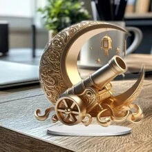 波西米亚亚克力斋月大炮捕光器带底座，19.81 厘米 - 非常适合桌面装饰和开斋节庆祝活动，是送给家人和朋友的理想礼物 - 彩色 - 查看 2