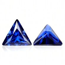 Una gema de zafiro de corte triangular 100% cultivada en laboratorio para hacer encantos y materiales avanzados para la fabricación de joyas DIY - Azul - Ver 7