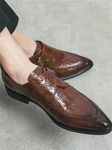 男士正装商务厚底尖头真皮正装鞋，通勤鞋