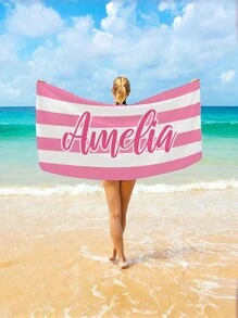 Personalized Microfiber Beach Towel - Quick-Dry, Super Absorbent & Lightweight Striped Design - Swimming Summer Fun, Ideal Gift For Mother's Day, Father's Day, Birthdays, Graduation, Weddings, Travel Beach Essentials, Monogrammed, Sand-Free - Multicolor - View 3