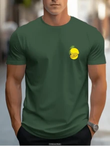 Camiseta Basica T-shirt Estampa Limão Siciliano Frutas Verão unissex Lemon - Verde Militar - Visão 2